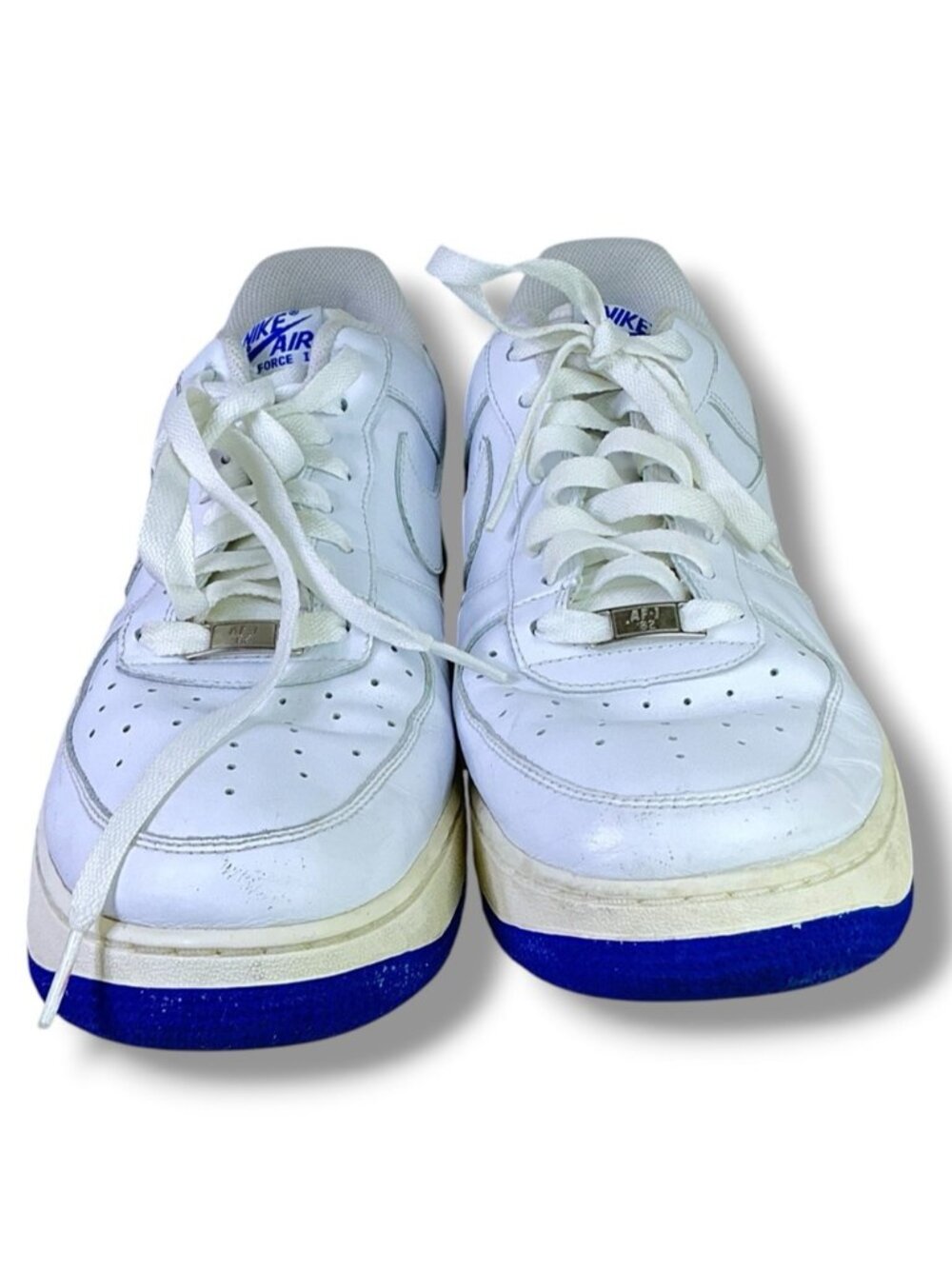 Nike Air Force 1 sneakers Vintage 2008 Leather Low Top white blue Men Size 12 - Picture 12 of 16
